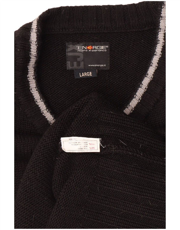 Energie Herre Crew Neck Jumper Sweater Large Sort Uld