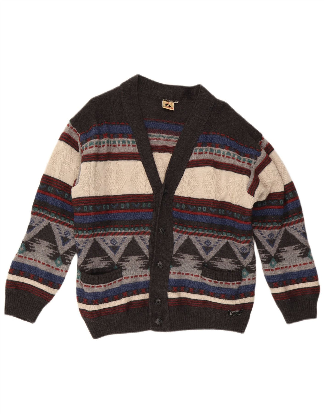 Dolomiten Herre Cardigan Sweater IT 50 Medium Flerfarvet geometrisk uld