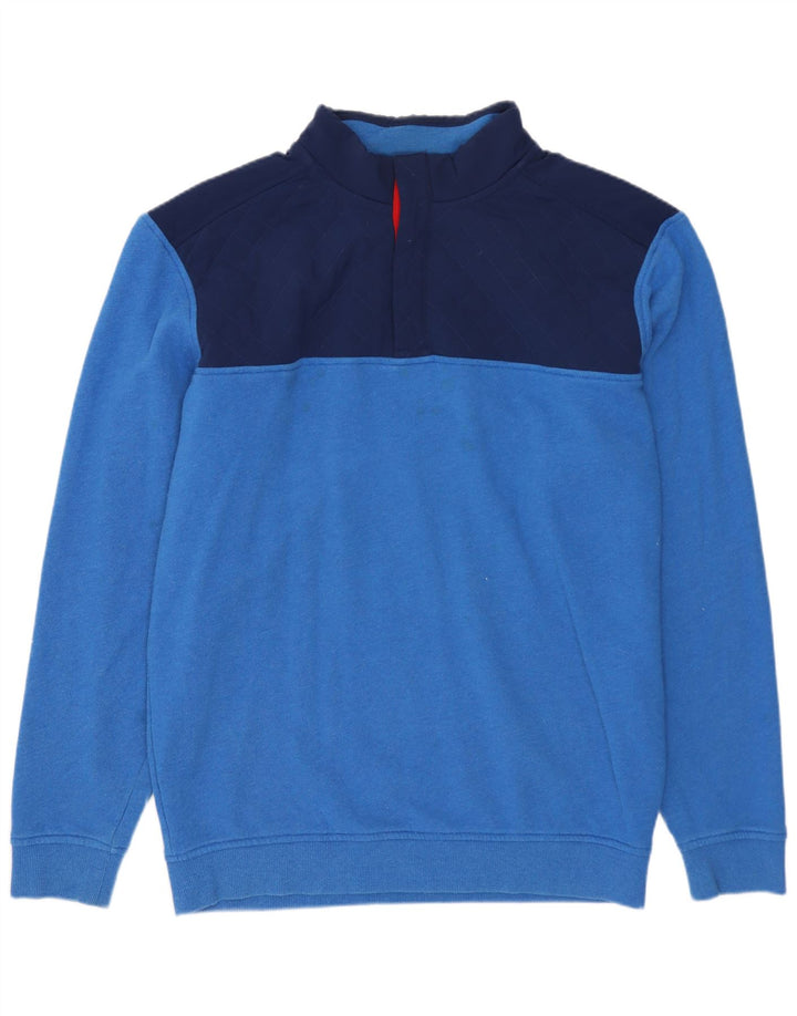 VINEYARD VINES Herre Button Neck Sweatshirt Jumper Medium Blue Colourblock