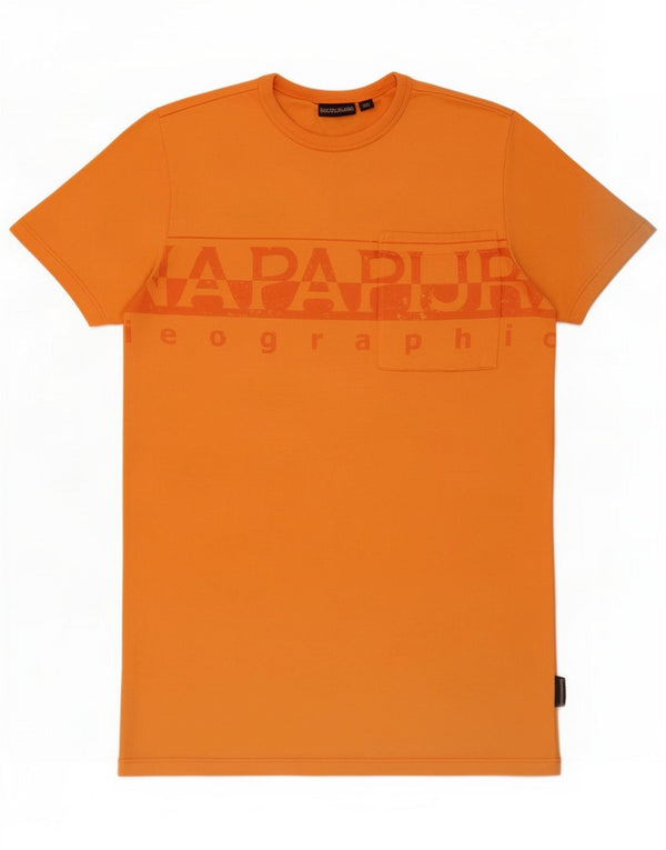 Napapijri Boys Geographic Graphic T-Shirt Top 15-16 år Orange Bomuld