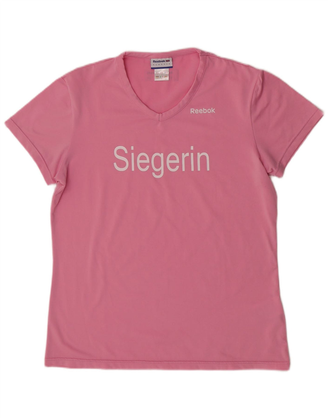 Reebok kortærmet grafisk T-shirt top til kvinder DK 14 Medium Pink Polyester