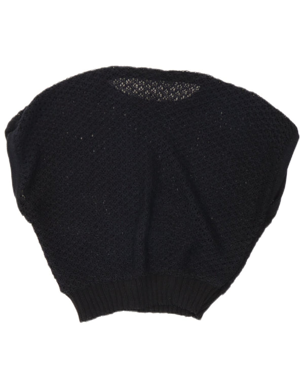 Vintage hæklet Vest Tank Top UK 14 Medium Sort