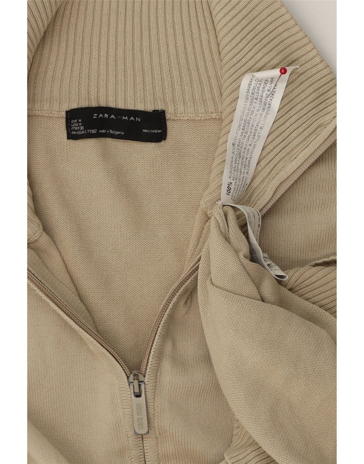 ZARA Herre cardigan sweater Medium Beige Bomuld