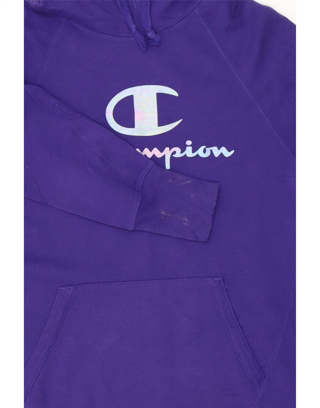 CHAMPION Womens Graphic Hoodie Jumper UK 14 Medium Purple Polyester Vintage Champion and Second-Hand Champion from Messina Hembry 