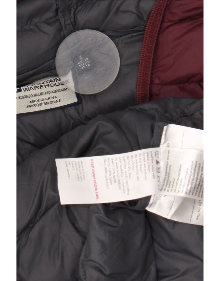 Mountain Warehouse Dame hættepolstret jakke UK 12 Medium Burgundy Nylon