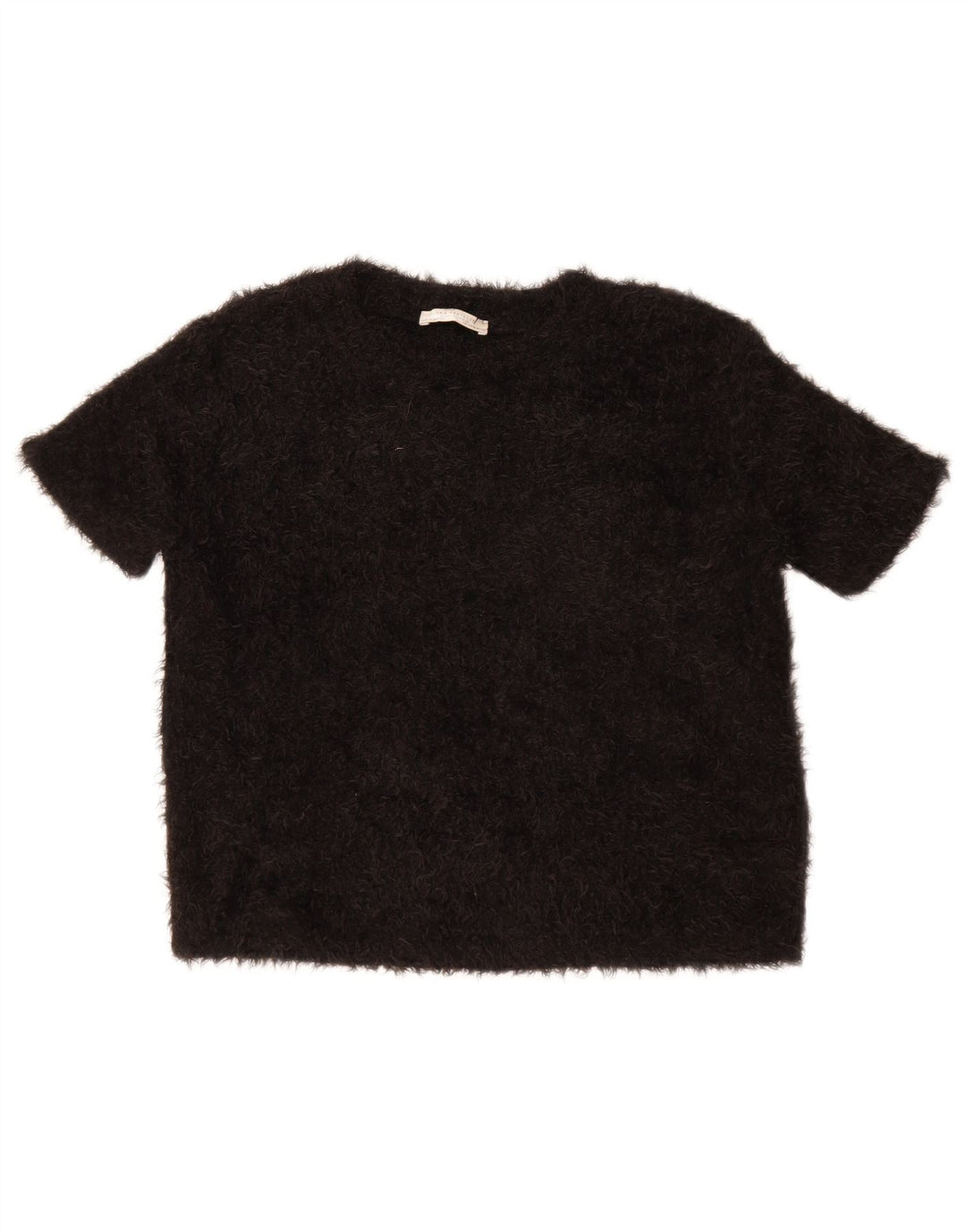 Zara Womens Crop Bluse Top UK 14 Medium Black Polyester