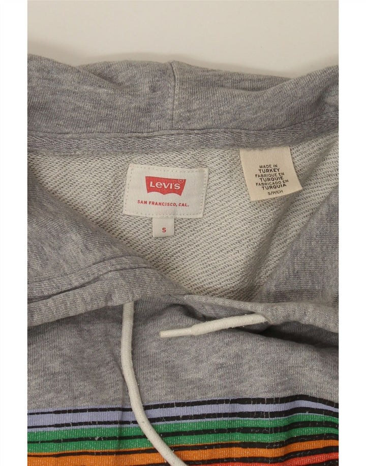 LEVI'S Mens Graphic Hoodie Jumper Small Grey Cotton Vintage Levi's and Second-Hand Levi's from Messina Hembry 