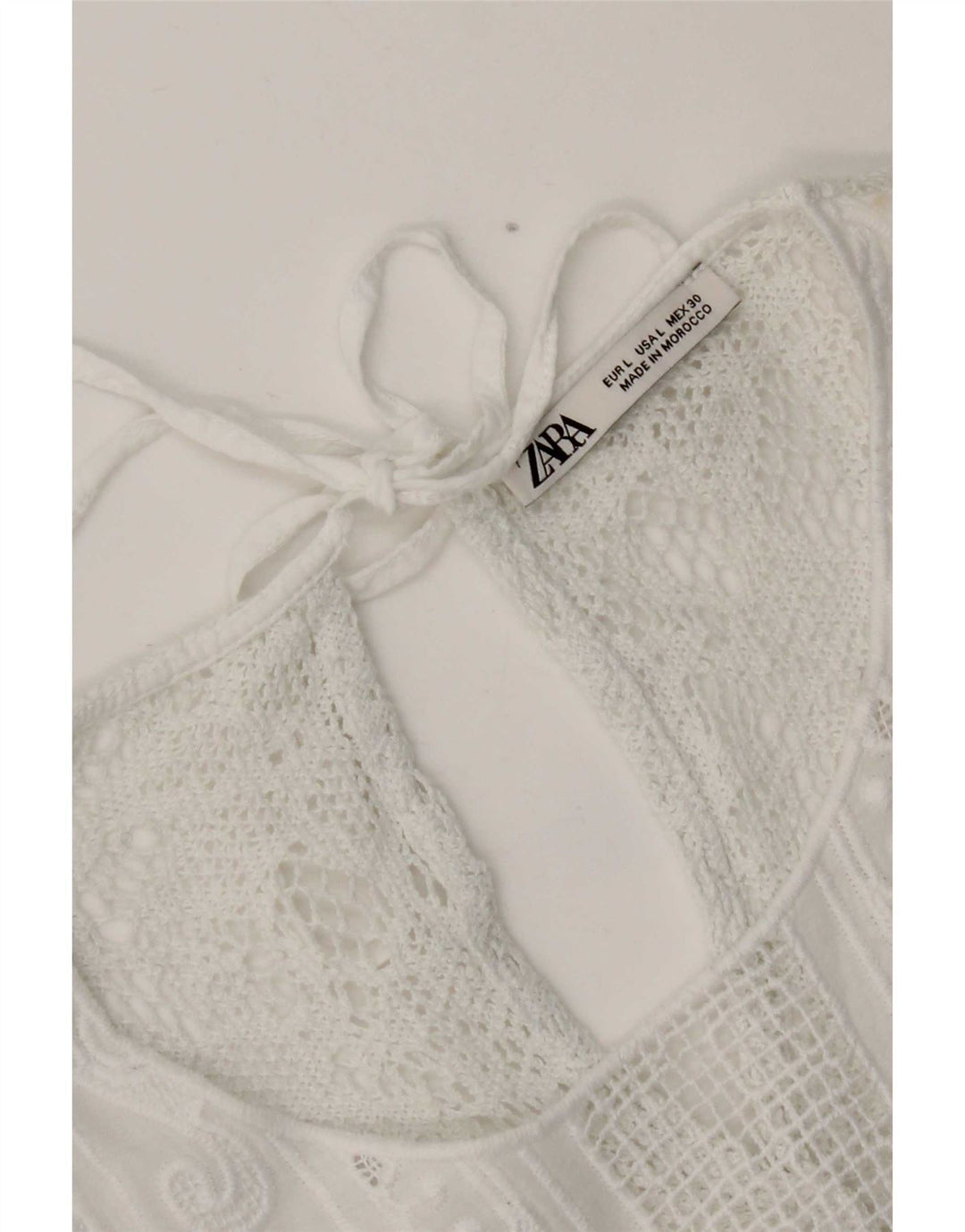 Zara Womens Crop Blondebluse Top UK 16 Large White