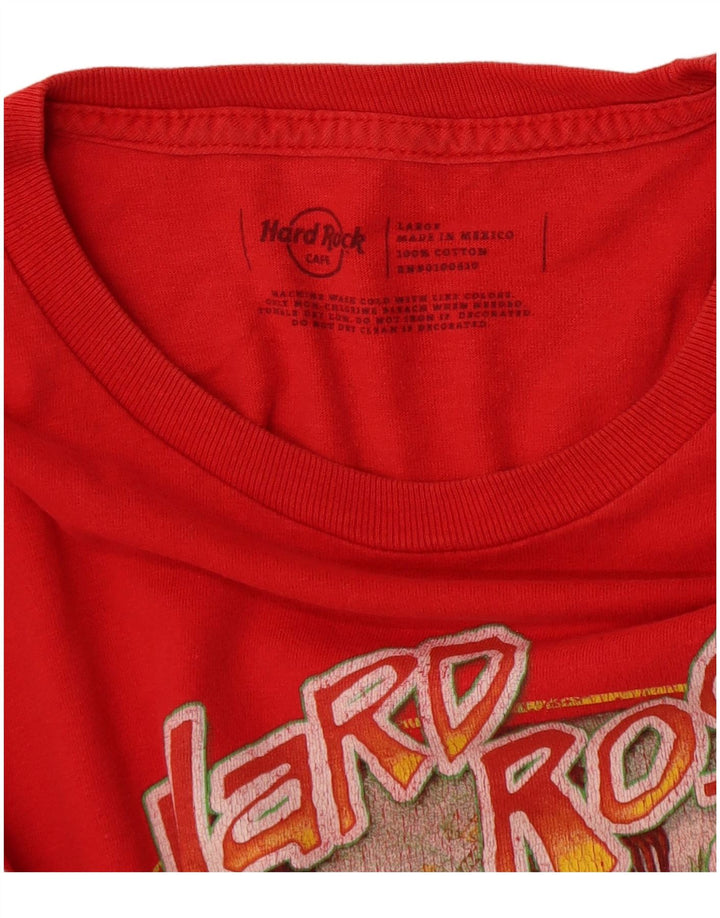 Hard Rock Cafe Herre Grafisk T-Shirt Top Stor Rød Bomuld