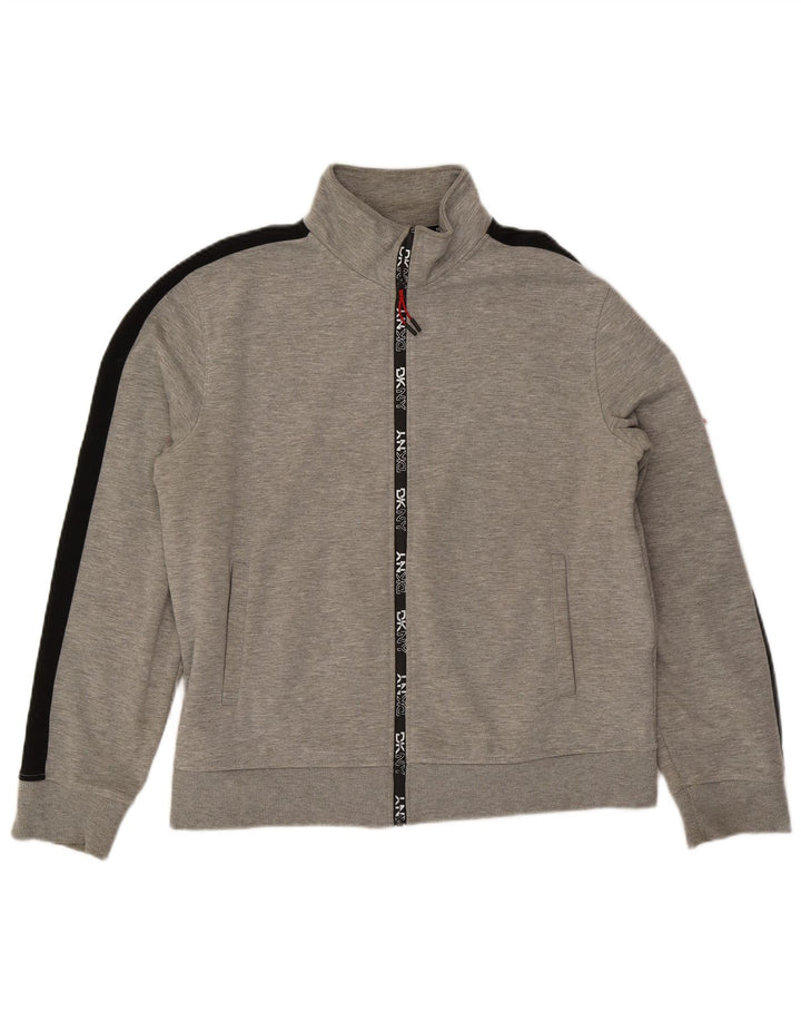 DKNY Mens Graphic Tracksuit Top Jacket Medium Grey Colourblock Polyester