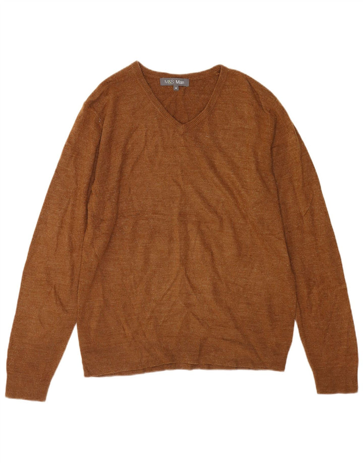 Marks & Spencer Herre V-hals sweater Medium Brun Akryl