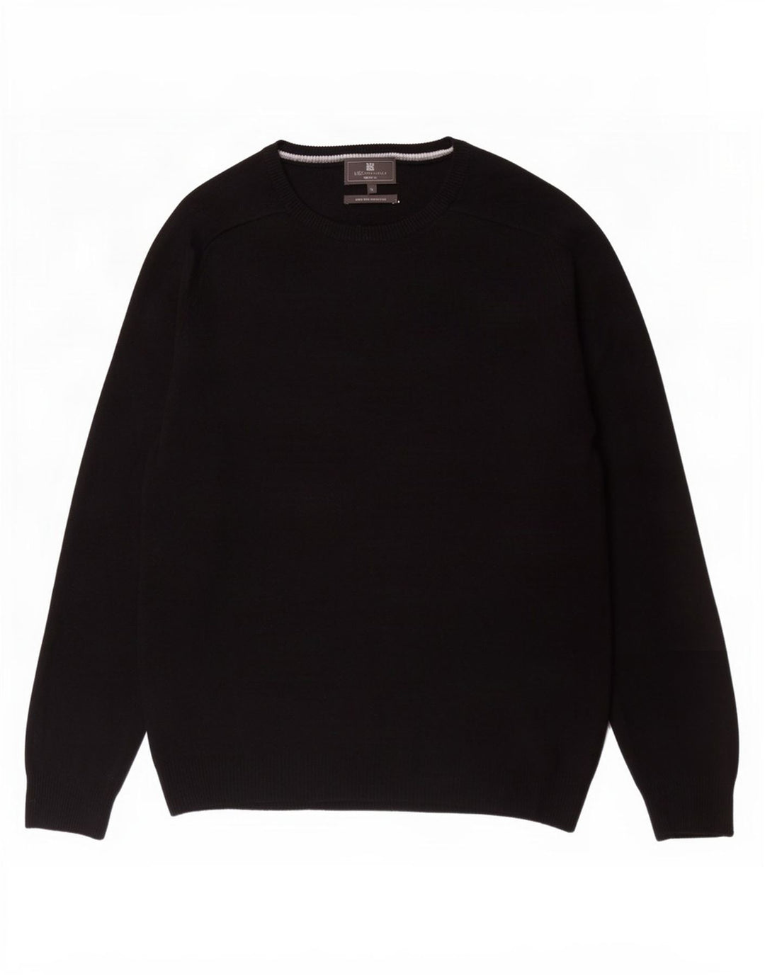 Marks & Spencer Herre Regular Fit Boat Neck Jumper Sweater Large Black Wool