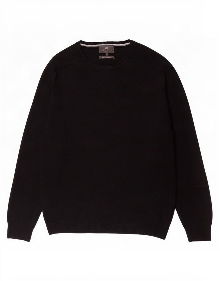 Marks & Spencer Herre Regular Fit Boat Neck Jumper Sweater Large Black Wool