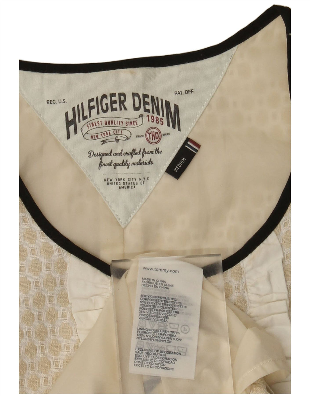 Tommy Hilfiger Dame A-Line Kjole UK 12 Medium Off White Geometrisk