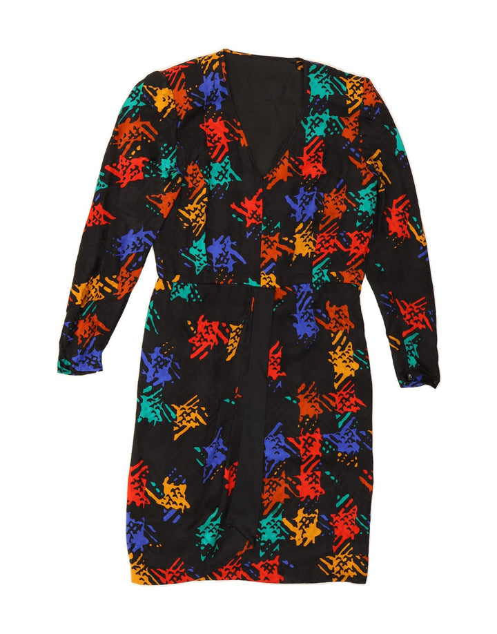 VINTAGE Womens Sheath Dress UK 12 Medium Black Geometric Vintage Vintage and Second-Hand Vintage from Messina Hembry 
