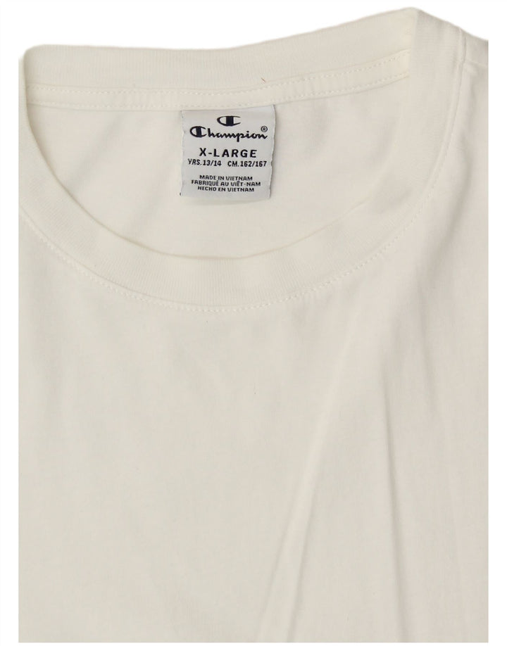 Champion Girls Crop Grafisk T-Shirt Top 13-14 år XL Hvid Bomuld