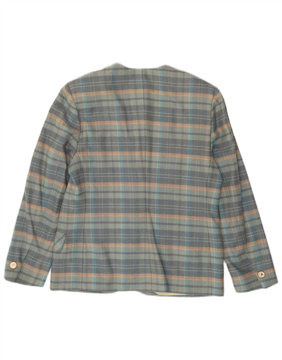 Vintage dame 5-knaps blazerjakke IT 44 Mellemblå ternet uld