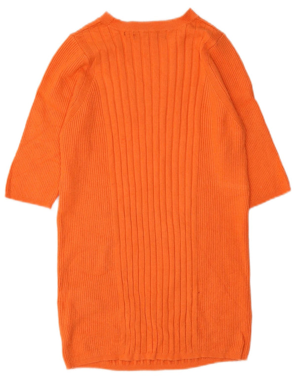 Marks & Spencer Womens 3/4 Sleeve Jumper Dress UK 10 Small Orange Viscose