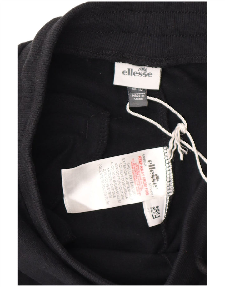 Ellesse Womens Grafisk træningsdragt Bukser Joggers UK 10 Small Black Bomuld