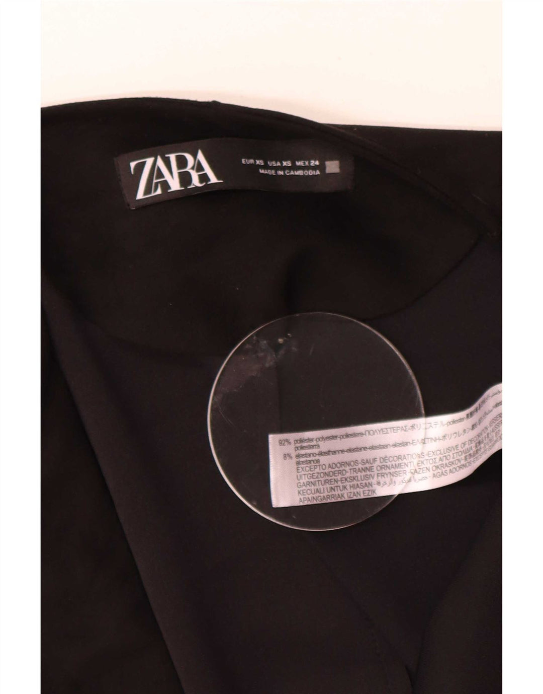 Zara Dame Oversized 3/4 Ærmet Åben Overfrakke UK 6 XS Sort Stribet