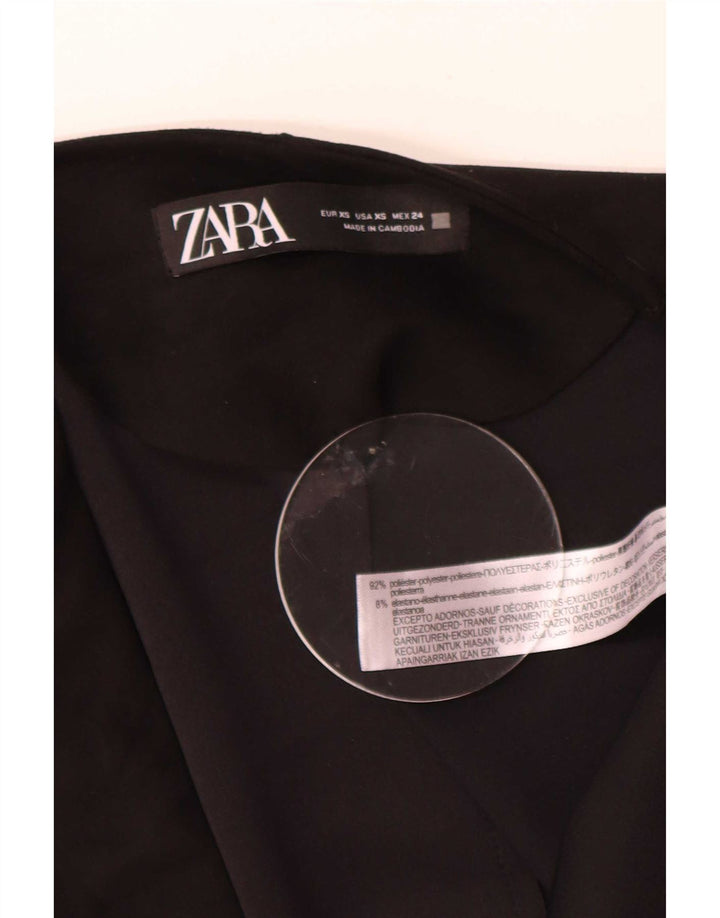 Zara Dame Oversized 3/4 Ærmet Åben Overfrakke UK 6 XS Sort Stribet