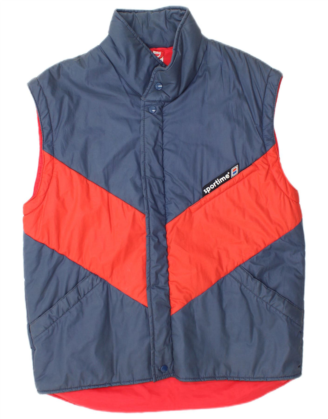 Vintage Polstret Gilet IT 48 Medium Navy Blue Colourblock Polyester