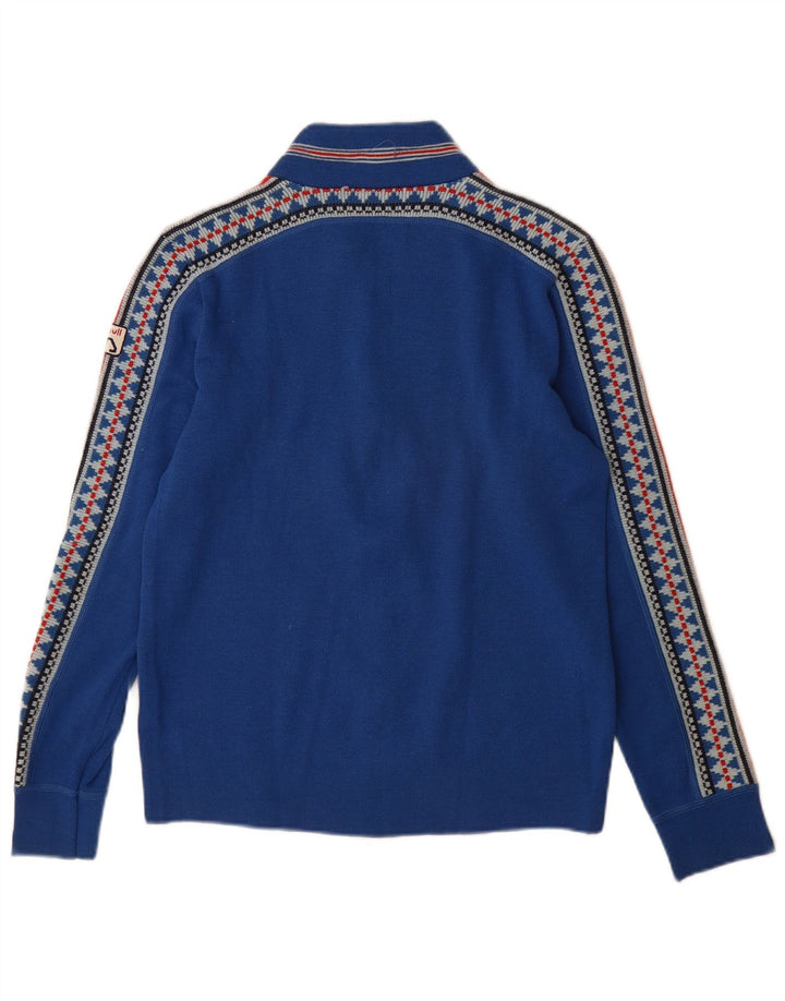 Dolomiten Herre Cardigan Sweater IT 50 Medium Blue Geometrisk Uld