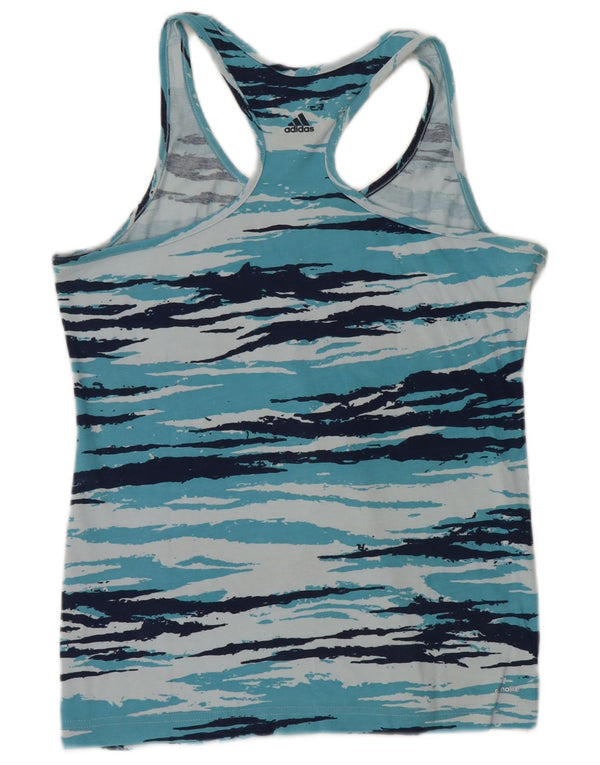 ADIDAS Dame Climalite Grafisk Vest Top UK 12/14 Medium Blue Camouflage