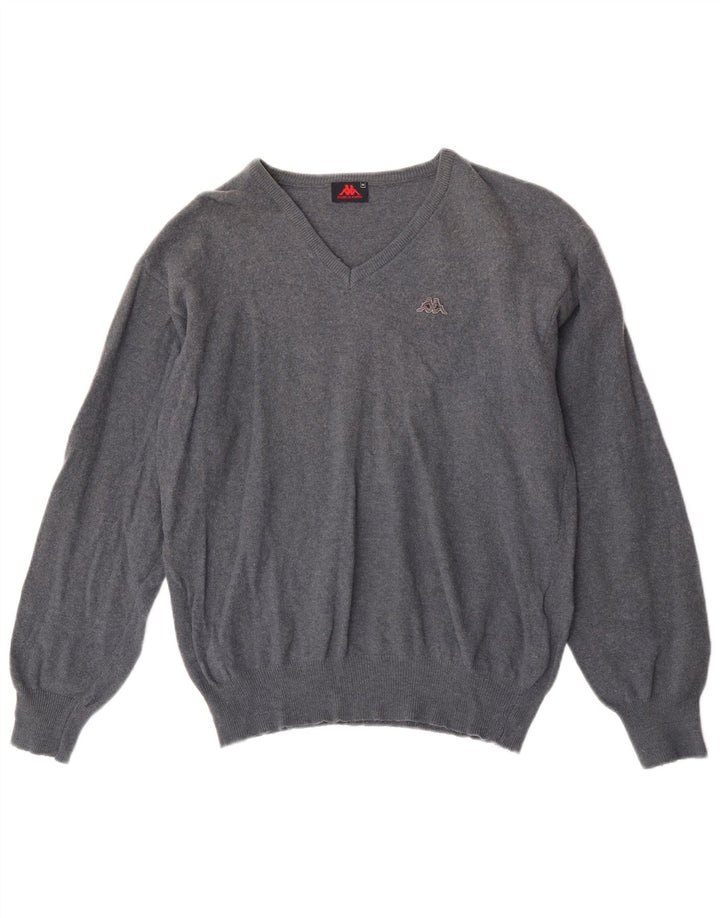 Kappa Dame V-hals sweater UK 14 Medium Navy Blue Uld