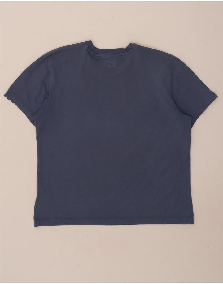 Adidas Dame T-Shirt Top UK 12 Medium Blue Bomuld