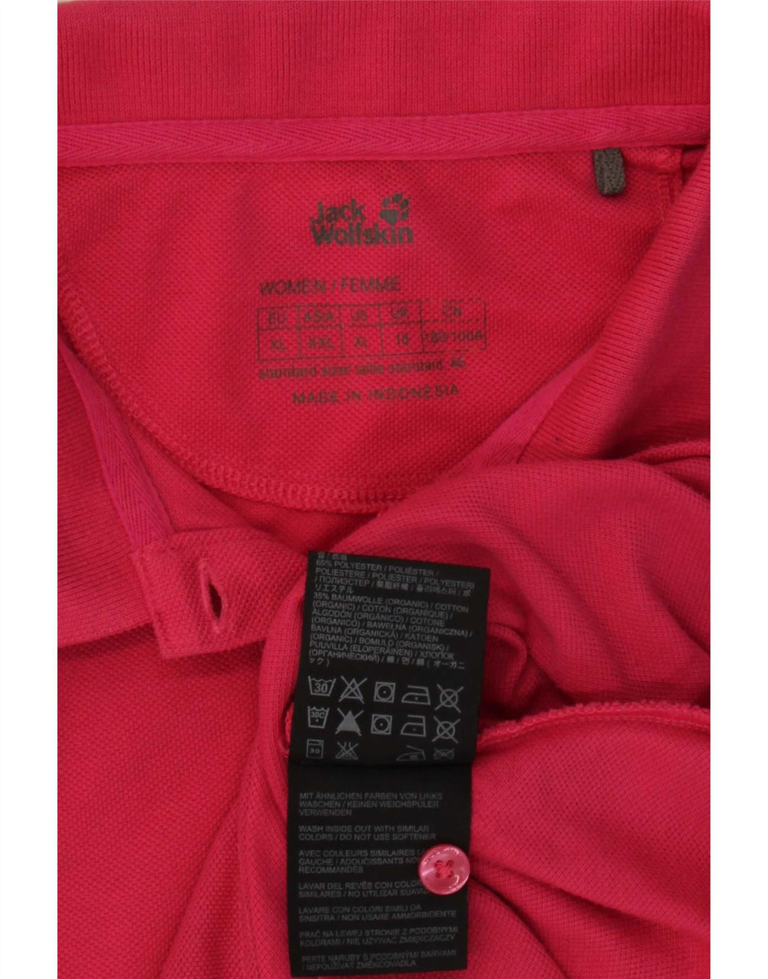 Jack Wolfskin Dame Polo Shirt UK 18 XL Pink Polyester
