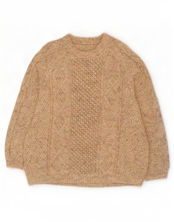 Vintage herre sweater med rund hals 2XL beige