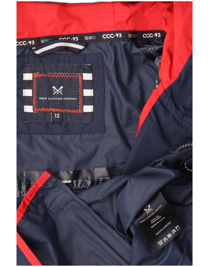 Crew Clothing Dame Grafisk regnjakke UK 12 Medium Navy Blue Colourblock