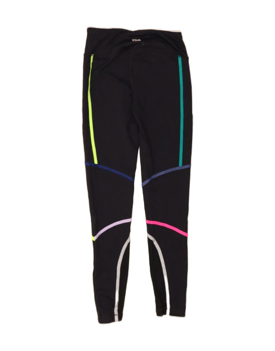 FILA Womens Abstract Pattern Leggings UK 14 Medium Navy Blue Vintage Fila and Second-Hand Fila from Messina Hembry 