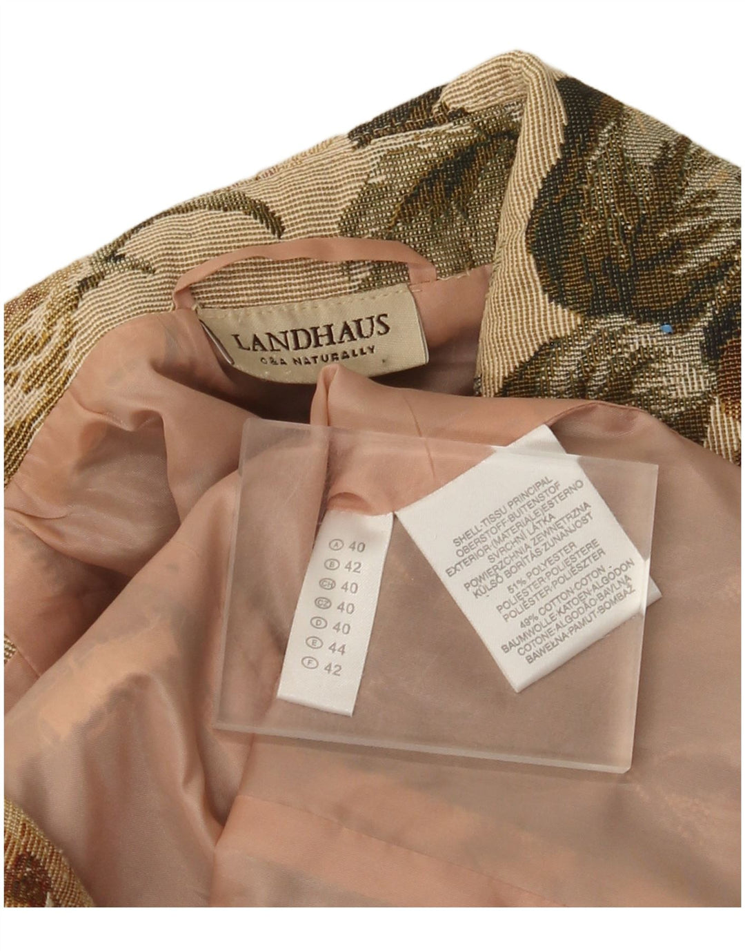 Landhaus Dame Blazer Jakke EU 40 Medium Beige Floral Polyester