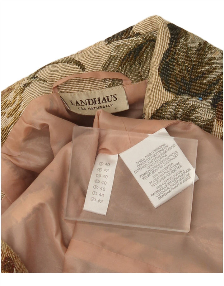 Landhaus Dame Blazer Jakke EU 40 Medium Beige Floral Polyester