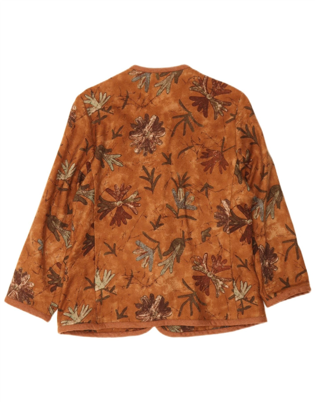 Vintage dame 5-knaps blazerjakke UK 14 Medium Brown Floral Wool