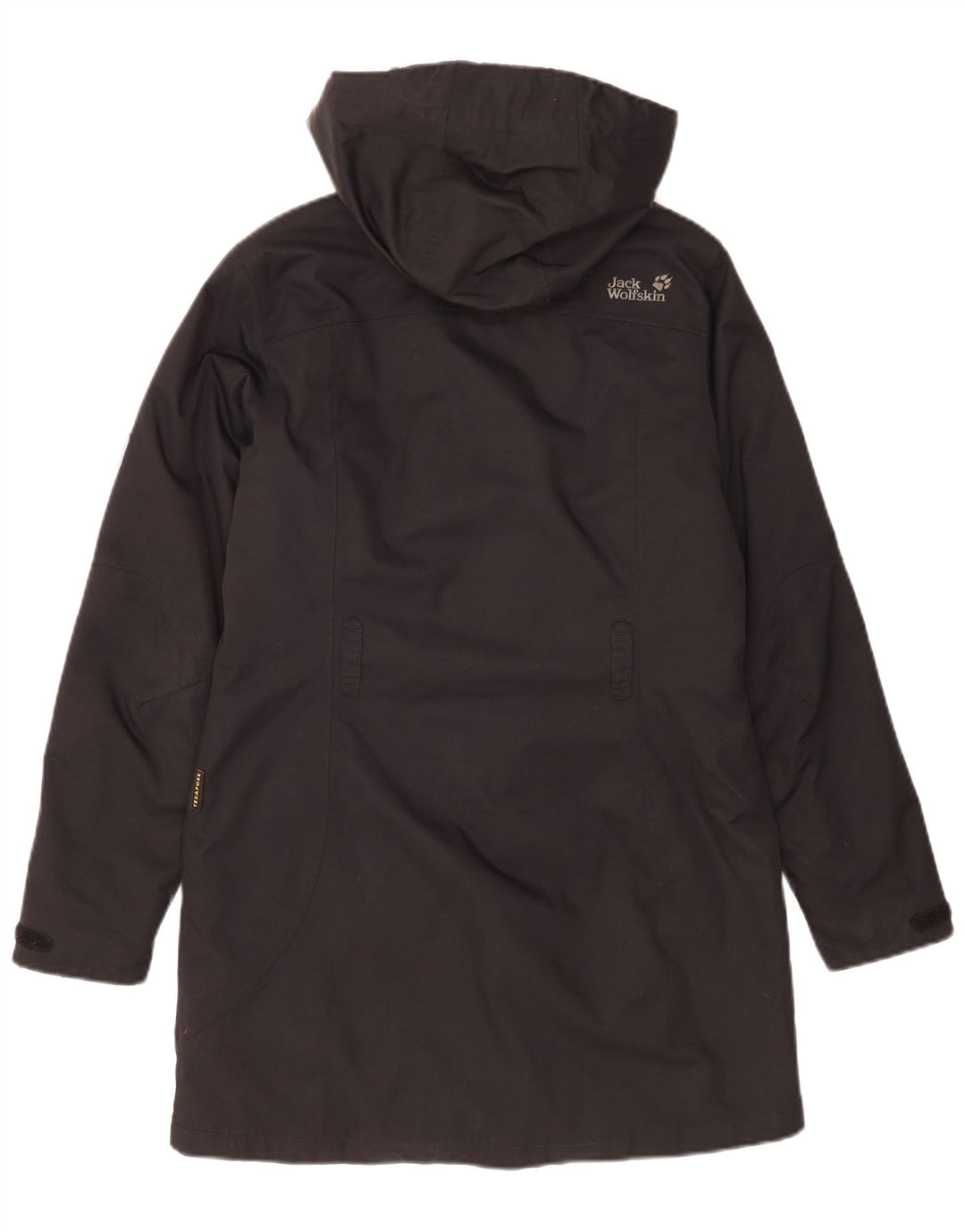 Jack Wolfskin Dame Hætte Oversized Windbreaker Coat UK 10 Small Black