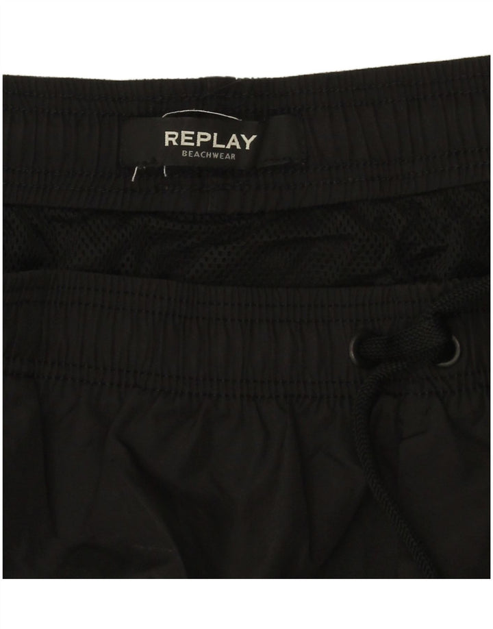 Replay Herre grafiske svømmeshorts Large Black