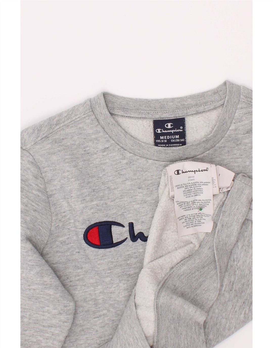 Champion Drenge Grafisk Sweatshirt Jumper 9-10 år Medium Grå Flecked