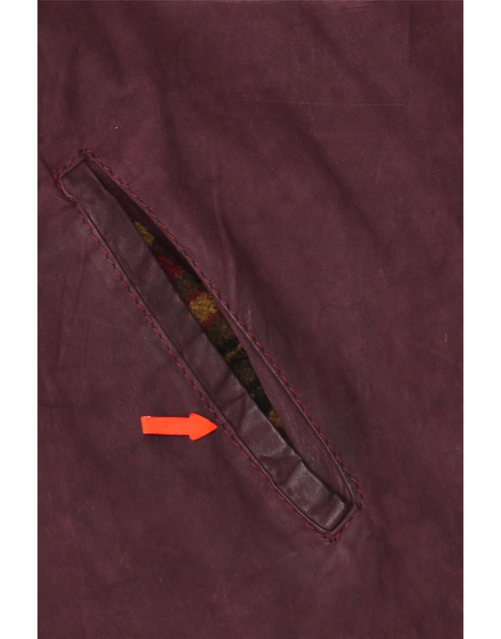 Vintage læderponchofrakke med hætte til kvinder One Size Maroon