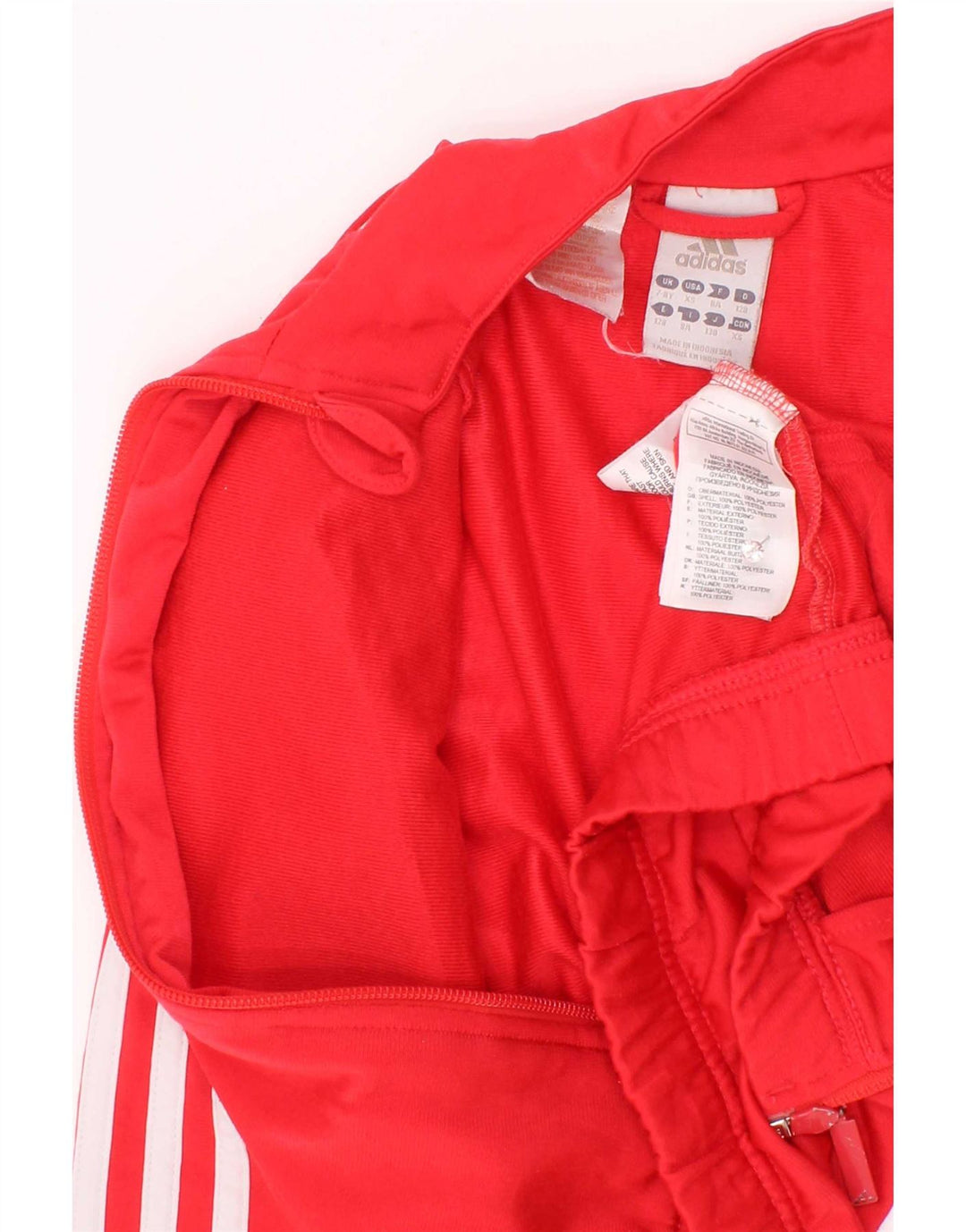 Adidas Pige Træningsdragt Topjakke 7-8 År Rød Colourblock Polyester