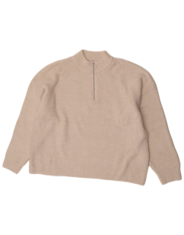 Marks & Spencer sweater med lynlås til kvinder UK 22 3XL Beige Akryl
