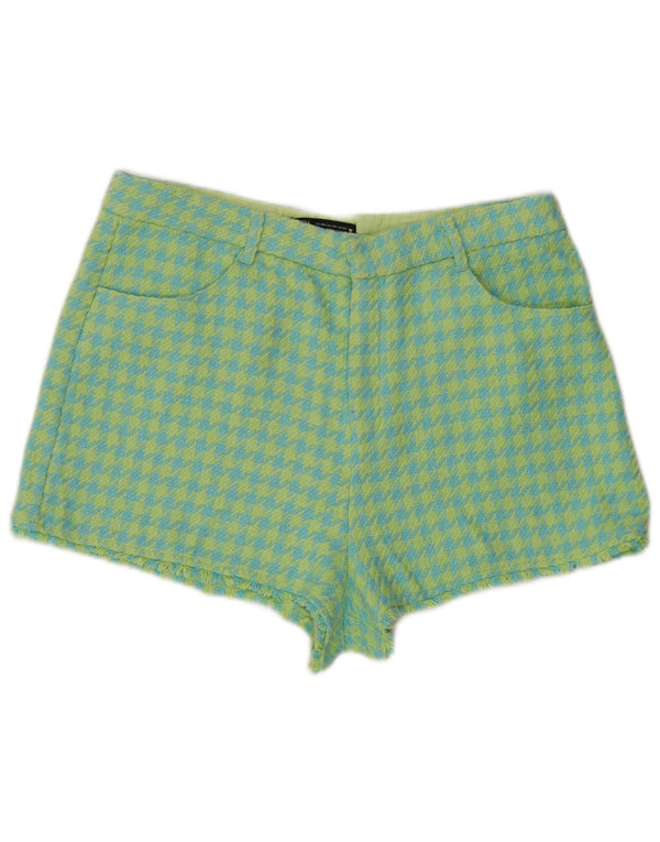 Zara kvinders højtaljede afslappede shorts 2XL W34 blå bomuld