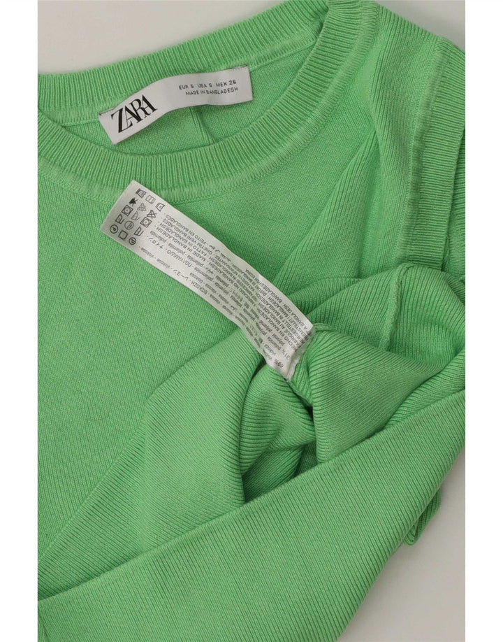 Zara Womens Crop Vest Top UK 10 Small Green Viscose