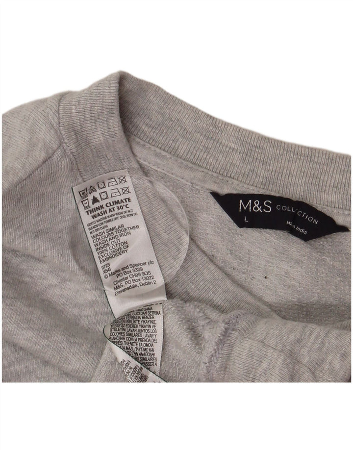 Marks & Spencer Dame Grafisk Oversized Sweatshirt Jumper UK 16 Stor Grå