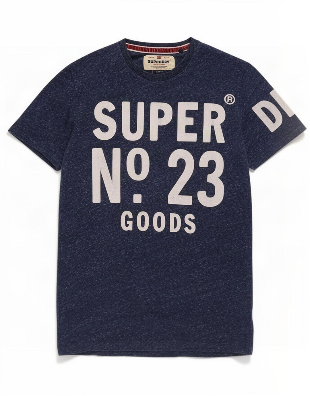 Superdry Grafisk T-shirt top til mænd, lille marineblå flækket polyester