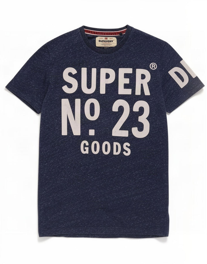 Superdry Grafisk T-shirt top til mænd, lille marineblå flækket polyester