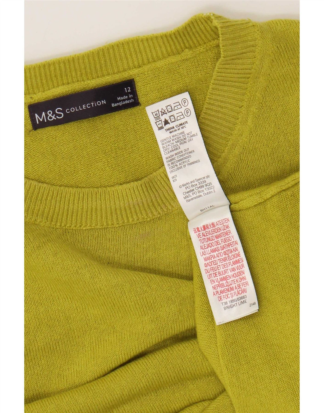 Marks & Spencer Dame sweater med rund hals DK 12 Medium Grøn Akryl