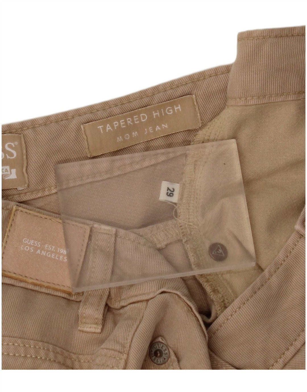 GUESS Dame Mom Jean Højtaljede tilspidsede jeans W29 L27 Beige